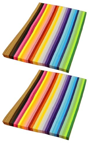 Reeatel 2X 1350 Fogli di Strisce di Carta per Stelle, 27 Colori Assortiti di Carta per Stelle, Carta per Stelle su Entrambi I Lati, per Bambini e Adulti