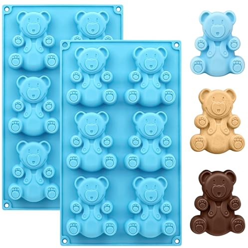 2 Stück Set 3D Bären Silikonform je 6 Mulden Tierform Backen & Basteln