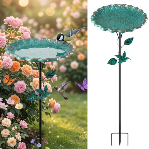 2026 trädgårdsplugg bibad metall, fågelbad och insektssprick, blomform, bin, matskål, vintersäker trädgårdsdekoration för trädgård, trädgård, terrass, utomhus, fågel, foderstation