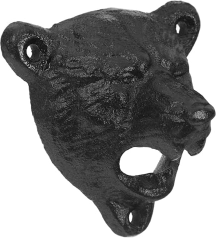 SHINEOFI Ouvre-bouteille Pièce Décorative Rustique en Fonte Robuste Mural Tête D'ours Noir Ouvre-bouteille Créatif et Pratique pour Bar Cuisine