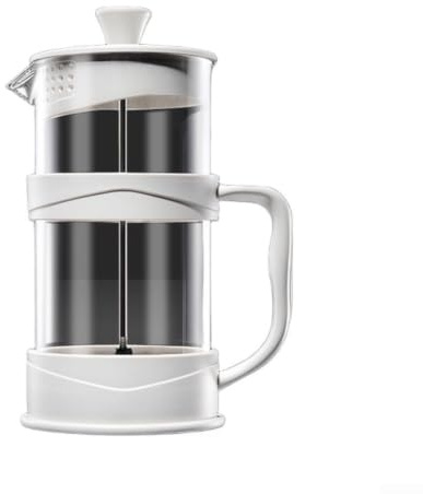 zeroupshop Cafetiere - Cafetera de vidrio resistente al calor de 1000 ml para prensa francesa con mango seguro para oficina, desayuno, bebida fría, color blanco (350 ml)