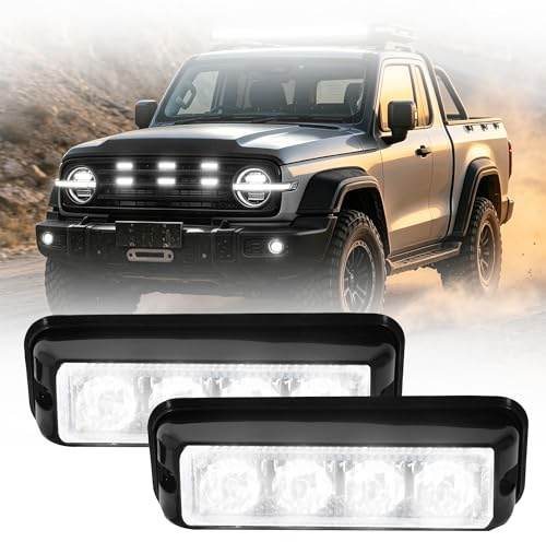 YM E-Bright EverBrightt 2-Pack 4 LED bianco auto Flash DRL luce camion spia cautela costruzione emergenza strobo 12V-24V DC