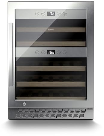 CASO WineChef Pro 40 | Weinkühlschrank für 40 Flaschen | freistehend, umbauffähig, abschließbar, WiFi-App, 2 Zonen, 5-20°C, UV-Filterglas, Edelstahl