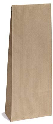 Blockbodenbeutel ohne Sichtfenster - 100g - Größe 7 x 4 x 20,5 cm - Papiertüten Bodenbeutel Geschenktüte Papierbeutel Tütchen Kraftpapier (100g – ohne Sichtfenster, 100 Stk.)