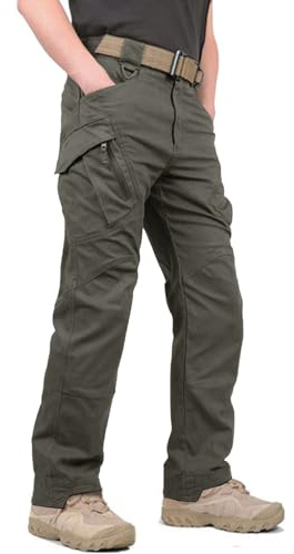 KEFITEVD Army Tactical Pants for Men Ripstop Cargo Hiking Combat Trousers with Multi Pockets Green, 38