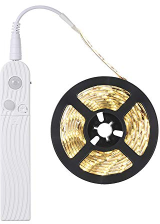 XUNATA LED Streifen SMD 2835 60Leds/m Strip Lichtband Wasserdicht IP65 mit Intelligent Bewegungsmelder für Zuhause, Schlafzimmer, Küche, Treppe, Schrankdeko (Warmweiß, 2M)