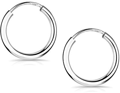 MATERIA Dünne Creolen Ohrringe 925 Sterling Silber - Silbercreolen 13 16 29 38 46 56mm / 1,8mm breit rhodiniert in Etui