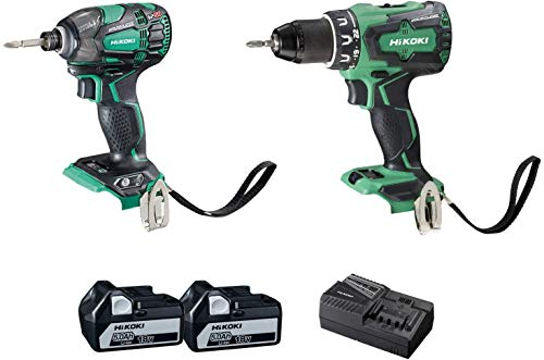 HIKOKI KC18DBDLWDZ Pack combiné (DS18DBSL Perceuse-visseuse sans fil + WH18DBDL2 Visseuse à choc sans fil), 2 accus x 5,0 Ah et chargeur, Coffret HSC III