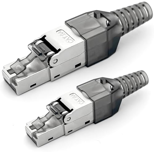 2 conectores de red RJ45 CAT 6a chapados en oro conectores LAN crimpadora conector Gbpara cable de conexión cable de instalación CAT6 CAT5 sin herramientas conexión DSL Internet con carcasa de metal