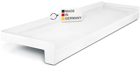 TJ Fensterbank Außen I 225 mm x 500 mm I Weiß RAL 9016 I hochwertiges Aluminium Fensterbrett mit Seitenabschluss I pflegeleichter & langlebiger Alu Fenstersims I pulverbeschichtete Außenfensterbank