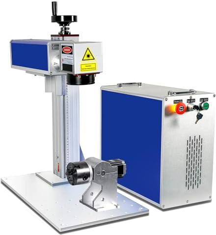 MCWlaser EU Stock 50W Raycus Fiber Laser Graviermaschine Kompatibel mit Lightburn für Metall Laser Markiermaschine Marking Machine with 80mm Rotary Chuck Free duty and VAT