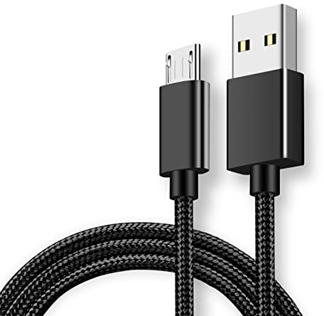 Android Charger Cable, Fast Charging Cable Nylon Braided Micro USB Cable for Samsung, HTC, Nokia, Sony,Motorola and More-Black (3M)