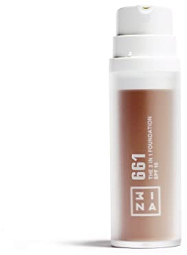 3INA MAKEUP - The 3 in 1 Foundation 661 - Bräunen Foundation 3 in 1 mit Unterton Rosa - Grundierung Concealer & Foundation - Foundation mit SPF15 & Vitamin C - Vegan - Cruelty Free