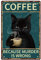 GLOBLELAND Café Chat Vintage Métal Fer Signe Plaque Affiche Rétro Métal Mur Décoratif Signes en Étain 11.8 × 7.9 Pouces pour la Maison Bar Café Restaurant Cuisine Club Décoration