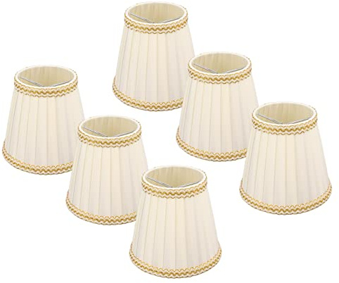 Leftwei 6 Pezzi Piccolo Paralume, Barile Bianco Piccolo Paralume per Lampade da Tavolo di Ricambio, Clip su Tamburo Paralume in Tessuto per Lampadari Candele Lampadine Accessori per