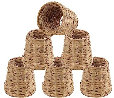 Aspen Creative 51008-6, Empire Clip-On Chandelier Lamp Shade, Natural Water Hyacinth, 3 Top x 4 Bottom x 4 Slant Height, Set of 6