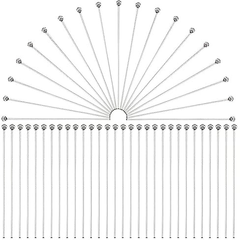 PH PandaHall 400 alfileres de cabeza de joyería, pines de bola de 40 mm | Acero inoxidable 304, pasadores de bola flexibles y rectos para abalorios, pendientes, pulseras, joyas, manualidades
