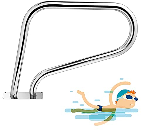 Pool-Handlauf 30*22 Schwimmbad-Treppengeländer, Poolgeländer aus Edelstahl 304 mit Blauer Nylon-Griffabdeckung, Schnellmontage-Grundplatte und Zubehör (Größe: 2 Stück)