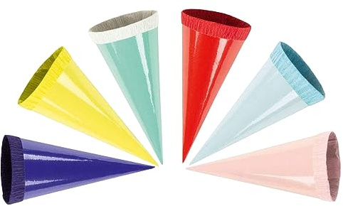 Luxtor Schultüte 12 cm - rund - Geschenktüte klein Dekoration Zuckertüte Deko für Schulanfang Dekotüten 12cm (18 STK. Schultüte)