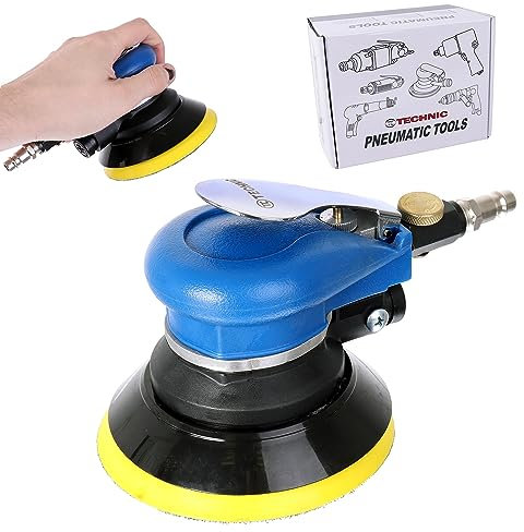 TC TECHNIC Pro Levigatrice Orbitale Pneumatica Lucidatrice 125 mm, Smerigliatrice, Disco Velcro 125 mm, Nipplo Aria, Chiavi, Imballaggio, PT3013, Aria Compressa, 10.000 Giri/Min, 1 kg