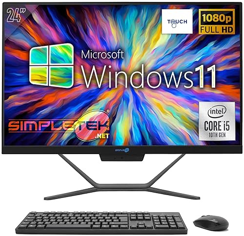 SIMPLETEK - Ordinateur tout-en-un 24 Full HD Touch Core i5 10th GEN | Windows 11 | 32 Go RAM - SSD 960 Go | Webcam 2K intégrée WiFi HDMI Série RS232