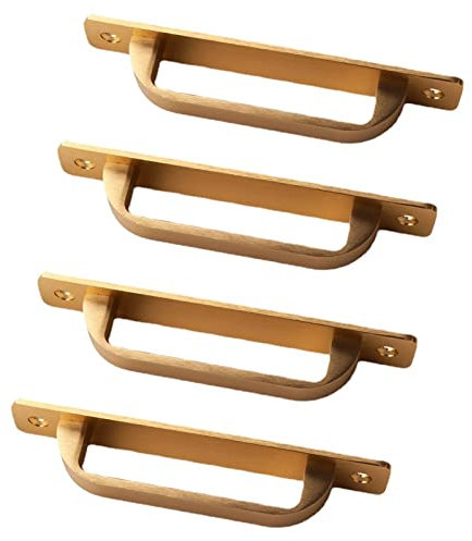 Cabinet Knobs Aluminum Alloy Handleset Door Levers,Set of 4 Metal Sliding Door Handle, Door Handle for Entrance and Front Door Bathroom Bedroom-207Medium-brushed Gold (Color : Brushed Gold, Size : 2