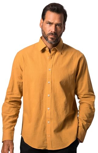 JP 1880 Hommes Grandes Tailles L-8XL Chemise en Lin mélangé. Manches Longues et col Kent. Coupe Modern Fit. Curry 6XL 813903620-6XL