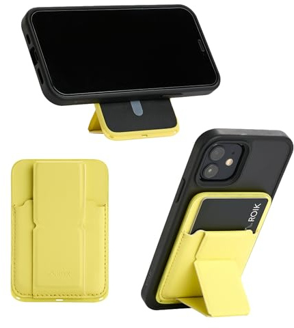 ROIK Valet Cartera Magsafe Funda iPhone 12 a iPhone 16. Piel Vegana, Magsafe Wallet, Soporte Magsafe, 3 Tarjetas, Magsafe Stand, Cartera Magnetica Tarjetero Movil (Lima)