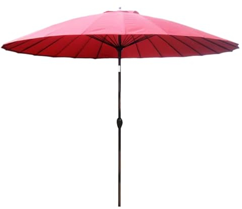 Generic Sonnenschirm 270 cm, Shanghai Gartenschirm mit Handkurbel, Beidseitig um 30° Knickbar, Terrassenschirm, Marktschirm für Garten, Balkon, Terrasse, HCZZBCCFD-RED-270CM/9FT