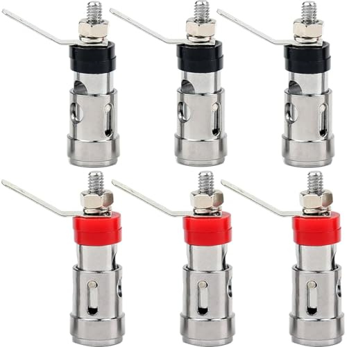 RUNCCI-YUN 6 Stück Lautsprecher-Terminal, Bananenbuchse, Panelmontage, Push-Feder Typ Binding Post Kabelstecker, für Verstärker, Receiver, Computer, Smartphone, Tablet