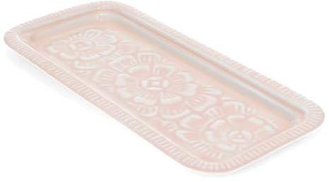 Emaille-Schmucktablett - Rosa Tablett Metall Serviertablett Vintage Look