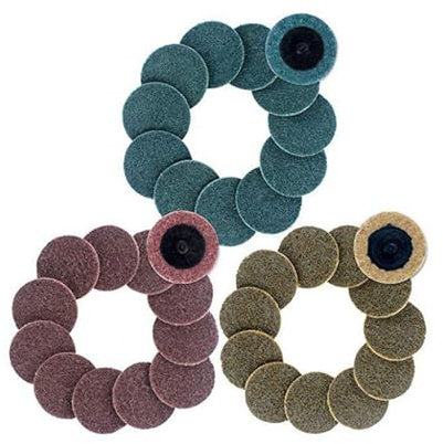 Set di 36 dischi abrasivi in nylon da 2 pollici con supporto da 1/4 di pollice per smerigliatrici per superfici smerigliatrici dischi per rimozione vernice smalto