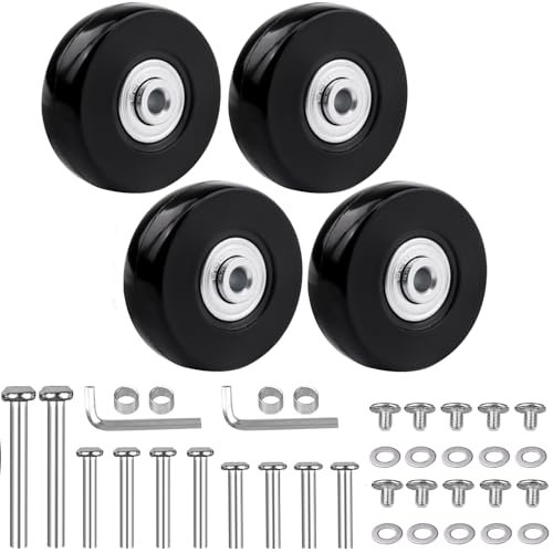 LSTOPGO 4pcs 50mmx18mm Ersatz-Räder, Gepäck Koffer Ersatzrollen Gummi Lenkrollen Reparatur mit 608zz Inline Outdoor Skate Räder (3Achsen)