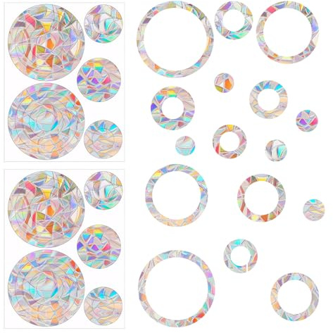Thoquene Regenbogen Fensterfolie, Selbstklebend Prisma Fensteraufkleber, Suncatcher Sticker Vogelschutz für Glasscheiben Unsichtbar