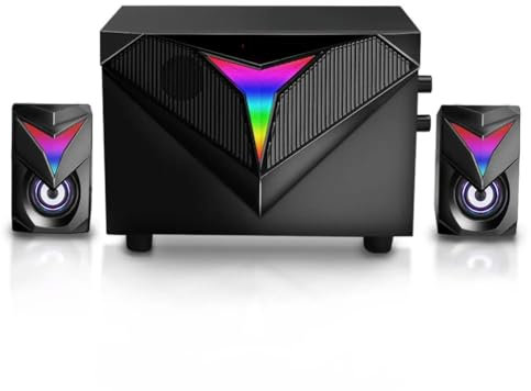 ZHCHAO Altavoces for Juegos Aux 3,5mm estéreo Envolvente música RGB 2,1 Barra de Sonido de Graves Pesados ​​para Ordenador PC Altavoces