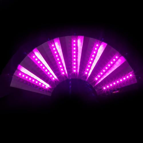 Xasbseulk LED- -Ventilator, zusammenklappbarer Handventilator für Frauen, Bühnenaufführung, Show, beleuchteter Ventilator für Geburtstag, Hochzeit, Nacht, Bar, Club, Fluoreszierende Requisiten