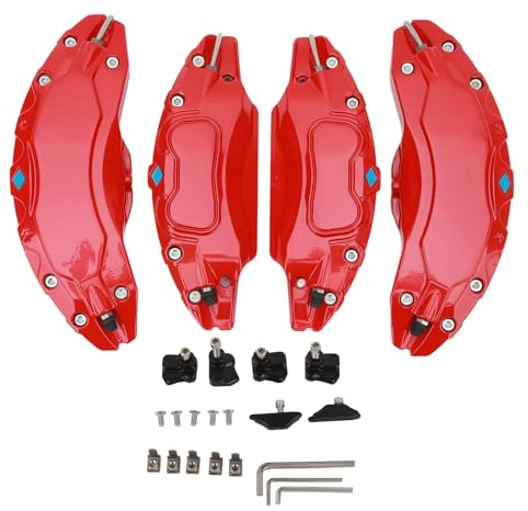4 Stück 19 Zoll 20 Zoll Radnaben-Bremssattelabdeckungen aus Aluminiumlegierung, Scheibenbremssattel-Schutzabdeckung (Rot)