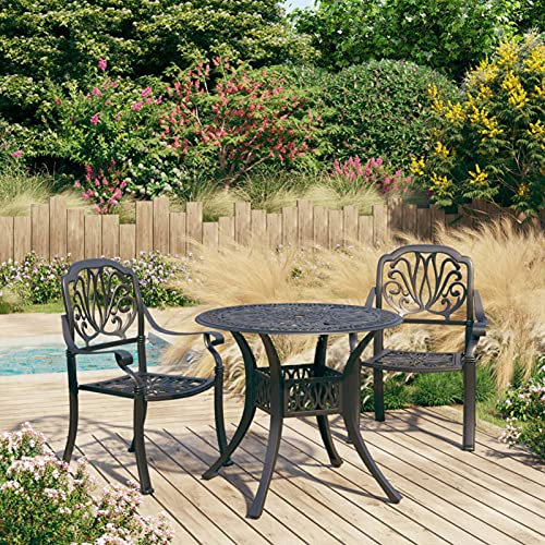 Sufrk 3-TLG. Bistro-Set Balkonset Bistrotisch Outdoor BalkonmöBel Bistro Set Outdoor Aluminiumguss Schwarz - 3070575