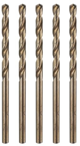 sourcing map 5pcs M35 Cobalt Twist Drill Bit 3mm(1/8) Dia High-Speed Steel Metric Drill Bit with Titanium Coating For Drilling Hard Metals, Stainless Steel, Alloy Steel, Cast Iron