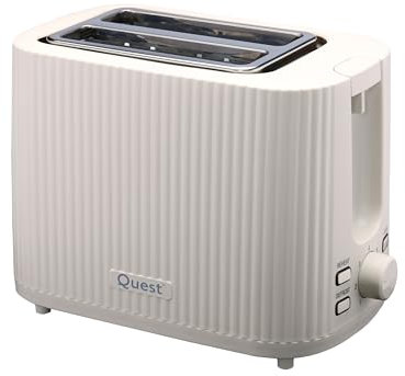 Quest 2 Slice Toasters/Modern Grooved Design / 7 Browning Levels/Reheat & Defrost/Crumb Tray & Cord Storage / 930W (White)
