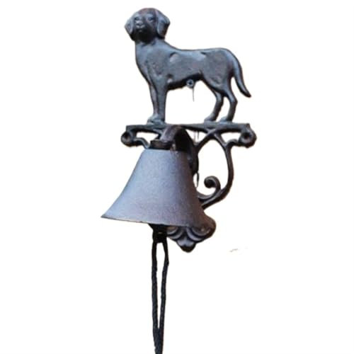 OZLCUA Retro-Glocke Für Draußen Rustikale Hund Gusseisen Hand Kurbel Wand Glocke handgemachte Retro Haus Garten Wand montiert Dekor Willkommen Tür Glocke Retro Glocke Türklingel