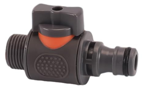 Válvula Bola Rosca Macho 1/2 Conector de Manguera de Jardín ABS+TPR | Kit adaptador universal equipado con interruptor independiente, diseñado para la conexión de mangueras de riego de jardín.