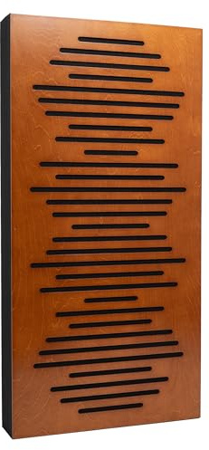 Panneaux acoustiques Bluetone WaveFuser PRO, panneaux d'isolation acoustique, diffuseur, acoustic panels, panneaux muraux décoratifs, traitements acoustiques pour home studio (Teck, 100x50x7cm)