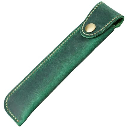 RGYBAO Vintage Leder Stifteetui Füllfederhalter Beutel Leder Stiftehülle Füllfederhalter Hülle Leder Federmäppchen für Damen Herren, grün, 3.8x17cm, Wie abgebildet
