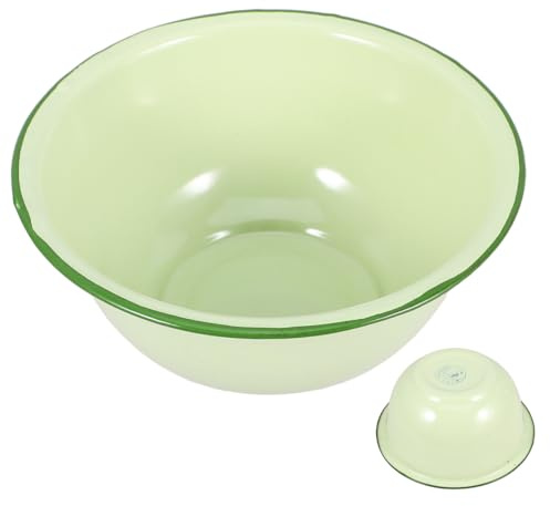 GALPADA Emaille SchüSsel Groß Vintage Emaillierte Suppenschale Mit Rollrand 7 Zoll KüChen RüHrschüSsel FüR Haushalt Und Kochen GrüN