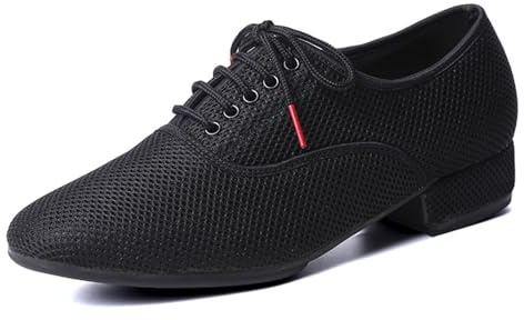 Fooceoute Scarpe da Ballo da Uomo, Standard Salsa, Scarpe Ballo Latino Americano, Scarpe da Ballo con Tacco Basso, Comfort, Antiscivolo. Nero, 44 EU