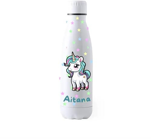 Botella Térmica de Metal, Diseño Personalizable, Color Blanco