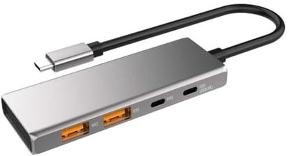 Hub - Adaptador Type-C a 2X USB 3.2 y 2X Type-C 3.2, Velocidad de 10 Gbps, PD 100W, Compacto y versátil, Ideal para múltiples Dispositivos.