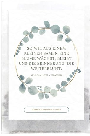 Trauergeschenk - Blumensamen | Kleinigkeit für Gäste als Erinnerung, Vergissmeinnicht & Trostgeschenk | Deko Beerdigung| Verschiedene Varianten & Mengen (Eukalyptus, 20)