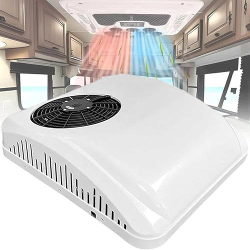 DPQYJPP 12v/24v/48v/60v/72v, condizionatore d'Aria roofdc, condizionatore d'Aria parcheggio con Raffreddamento e Riscaldamento Montato sulla Parte Superiore, Adatto per Camion, Camper, ECC. White-12v